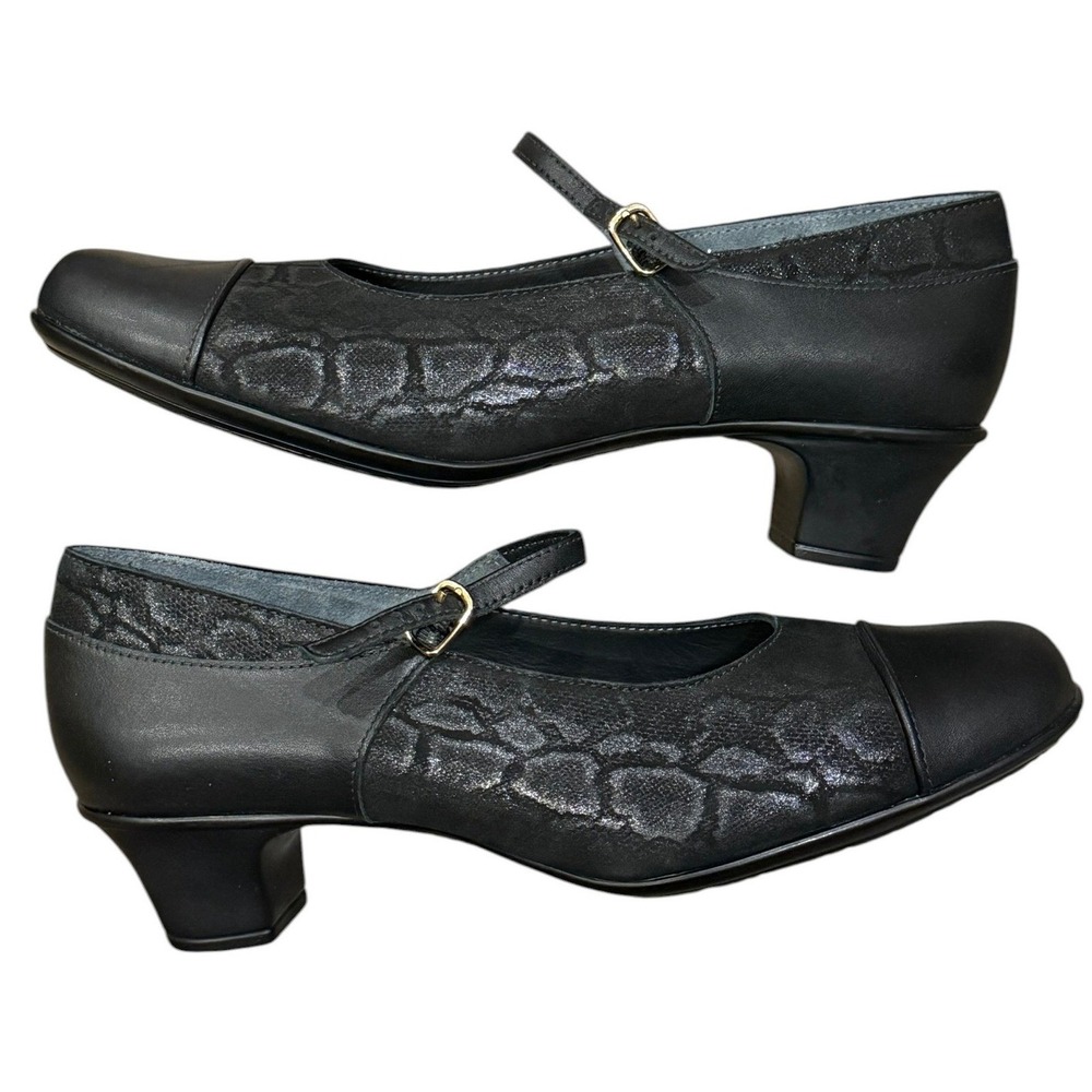 SAS Isabel Mary Jane Kitten Heels Women 10.5 Black Leather Comfort Work Pumps - Picture 6 of 16
